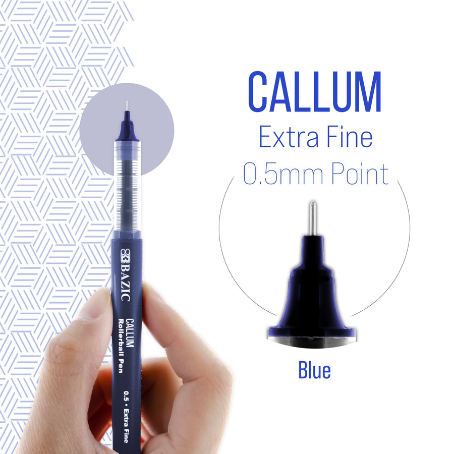 Callum Blue Needle-Tip Rollerball Pen w/ Jumbo Ink Tank (2/Pack)