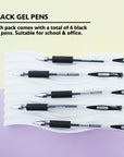 Essence Black Gel Pen w/ Cushion Grip (6/Pack)
