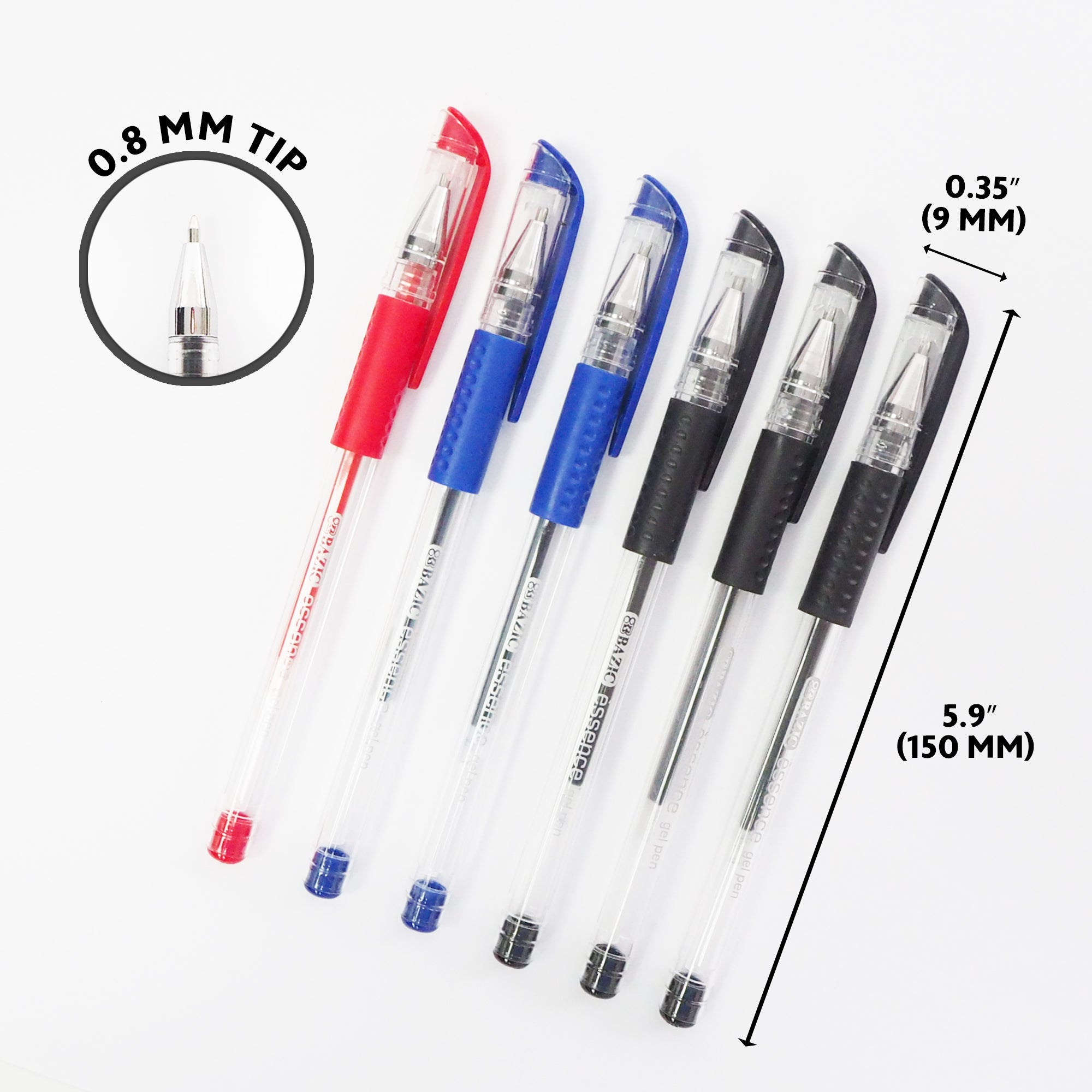 Essence Asst. Color Gel Pen w/ Cushion Grip (6/Pack)