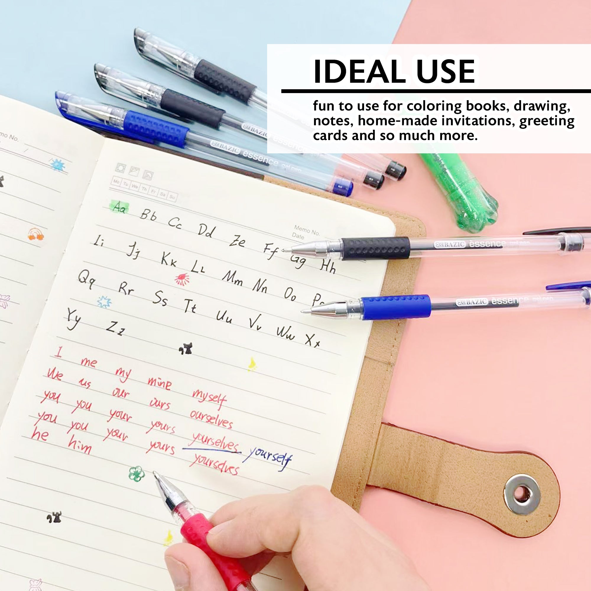 Essence Asst. Color Gel Pen w/ Cushion Grip (6/Pack)