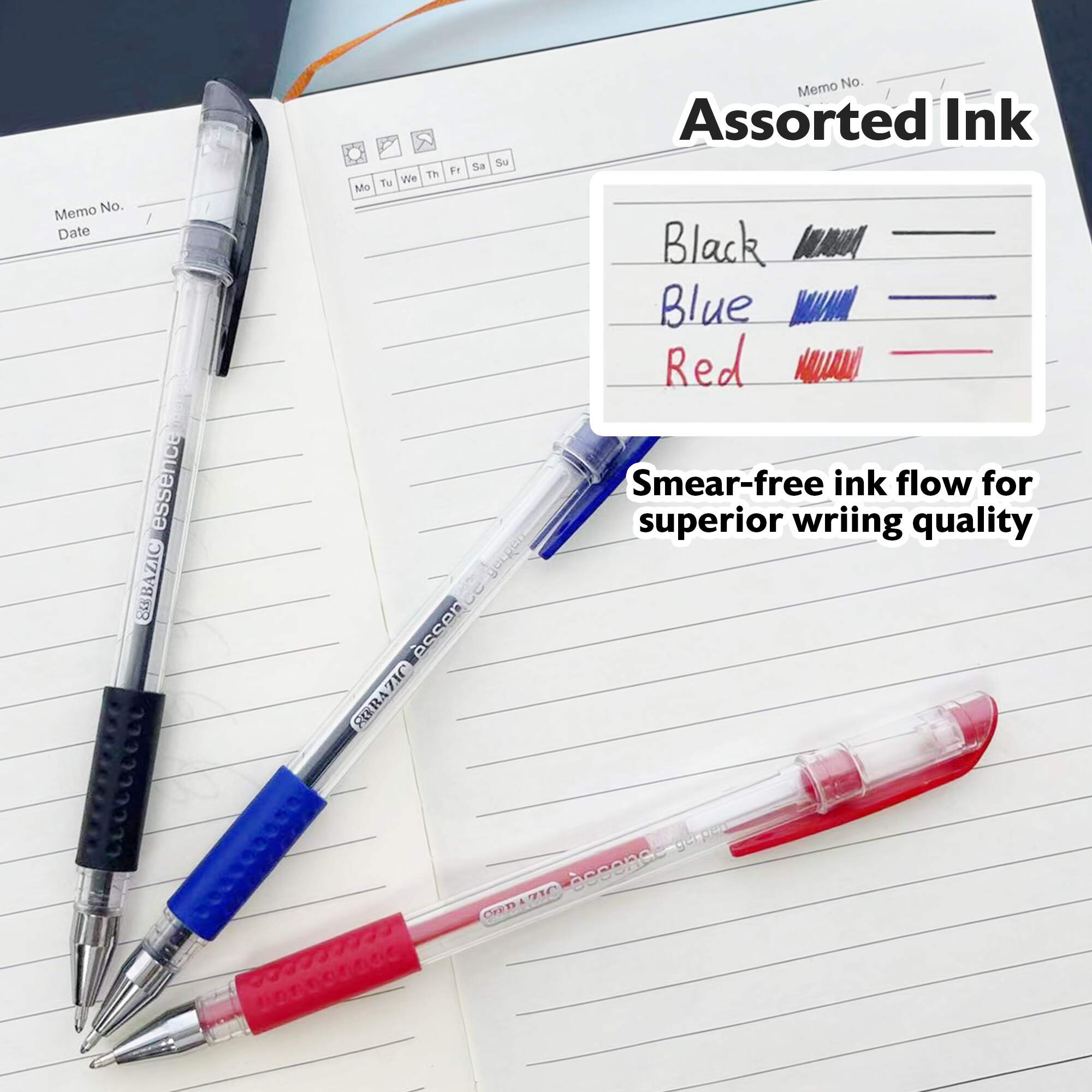 Essence Asst. Color Gel Pen w/ Cushion Grip (6/Pack)