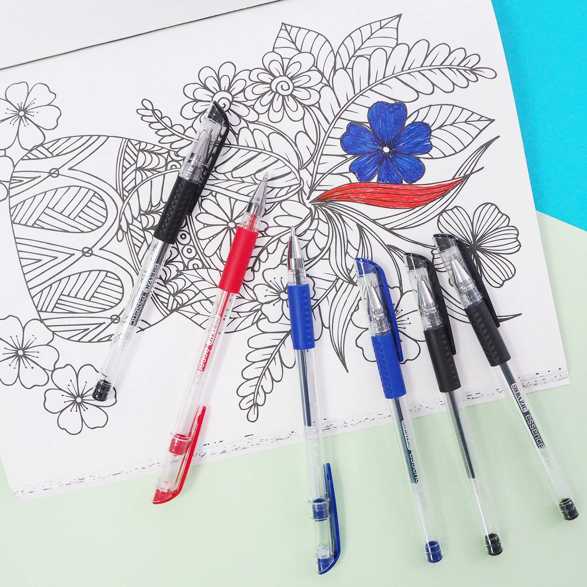 Essence Asst. Color Gel Pen w/ Cushion Grip (6/Pack)