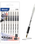 Prima Black Stick Pen w/ Cushion Grip (8/Pack)