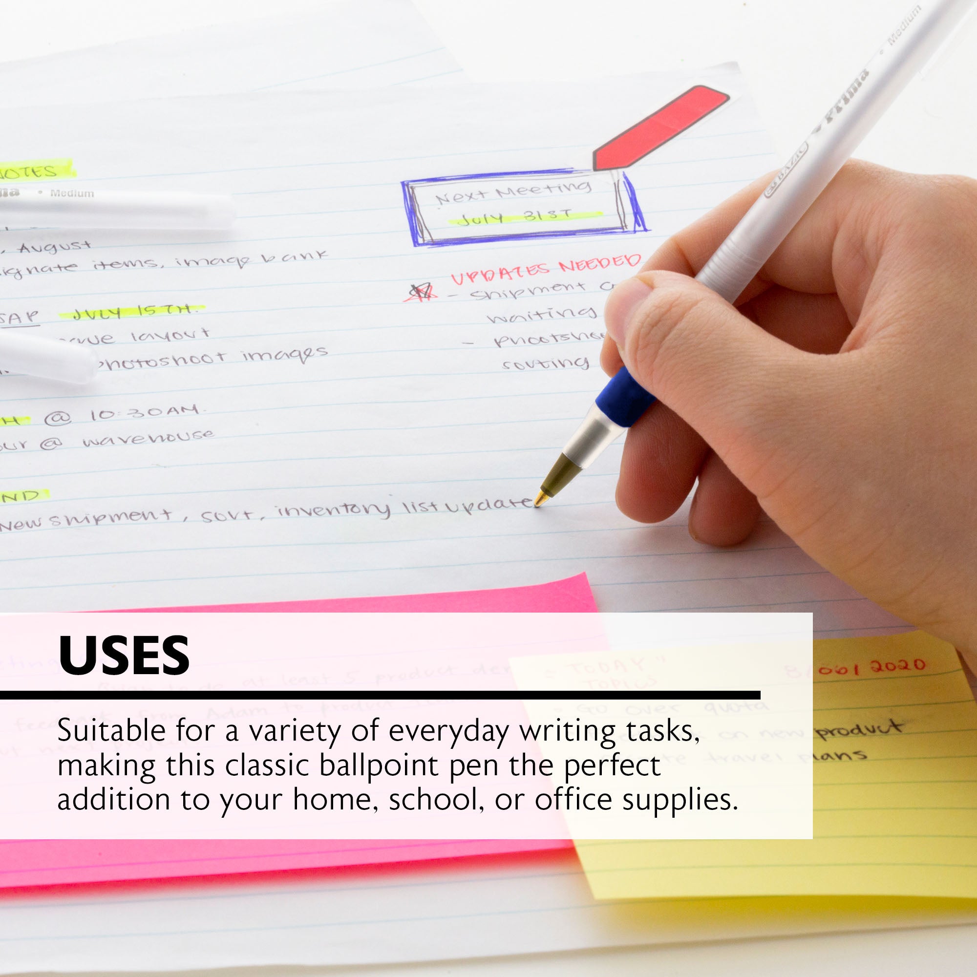 Prima Blue Stick Pen w/ Cushion Grip (8/Pack)