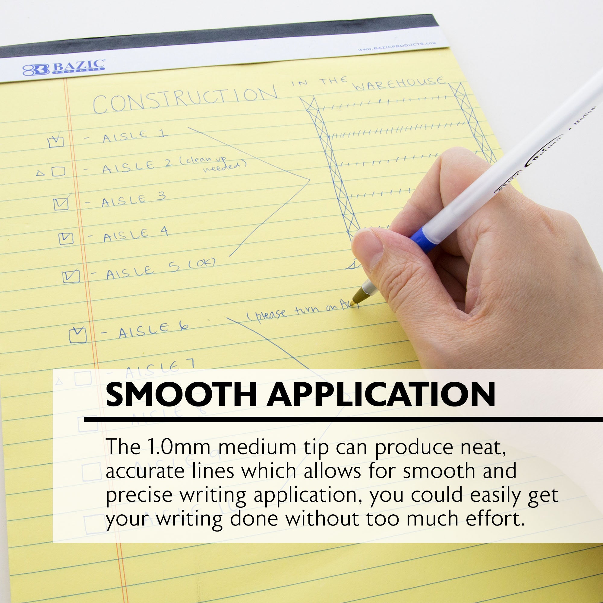 Prima Blue Stick Pen w/ Cushion Grip (8/Pack)