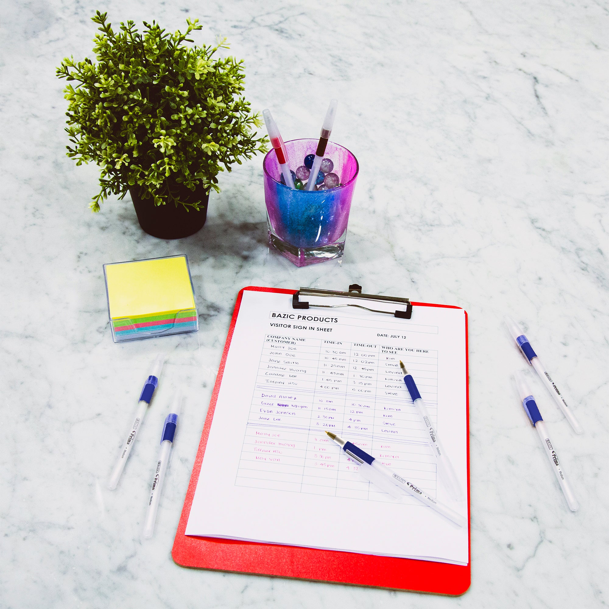 Prima Blue Stick Pen w/ Cushion Grip (8/Pack)