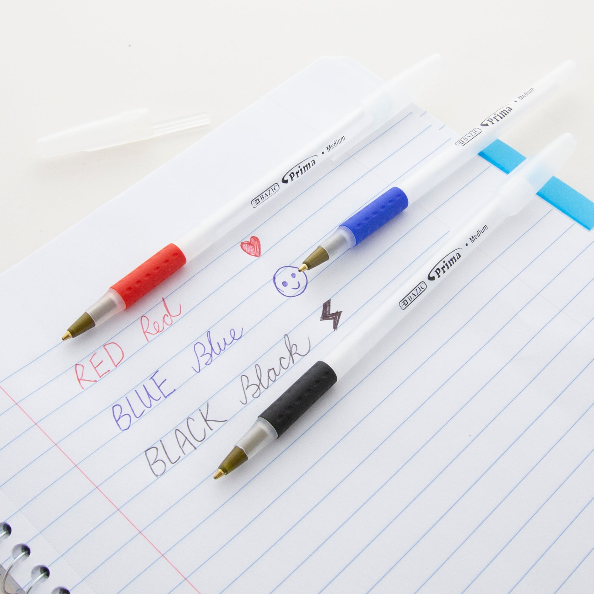 Prima Assorted Color Stick Pen w/ Cushion Grip (8/Pack)