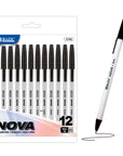 Nova Black Color Stick Pen (12/Pack)