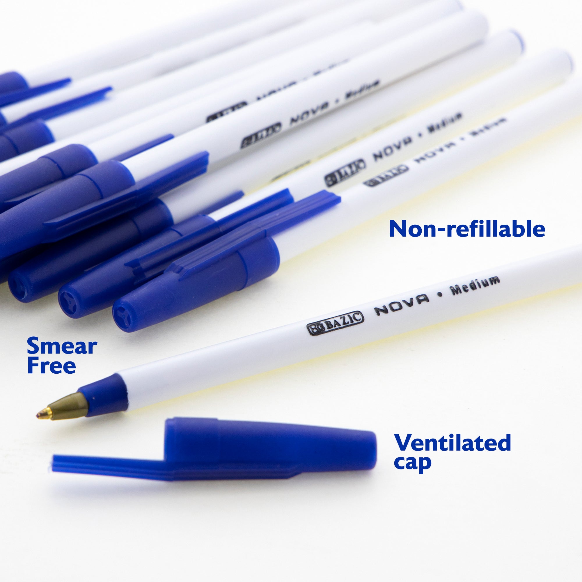 Nova Blue Color Stick Pen (12/Pack)