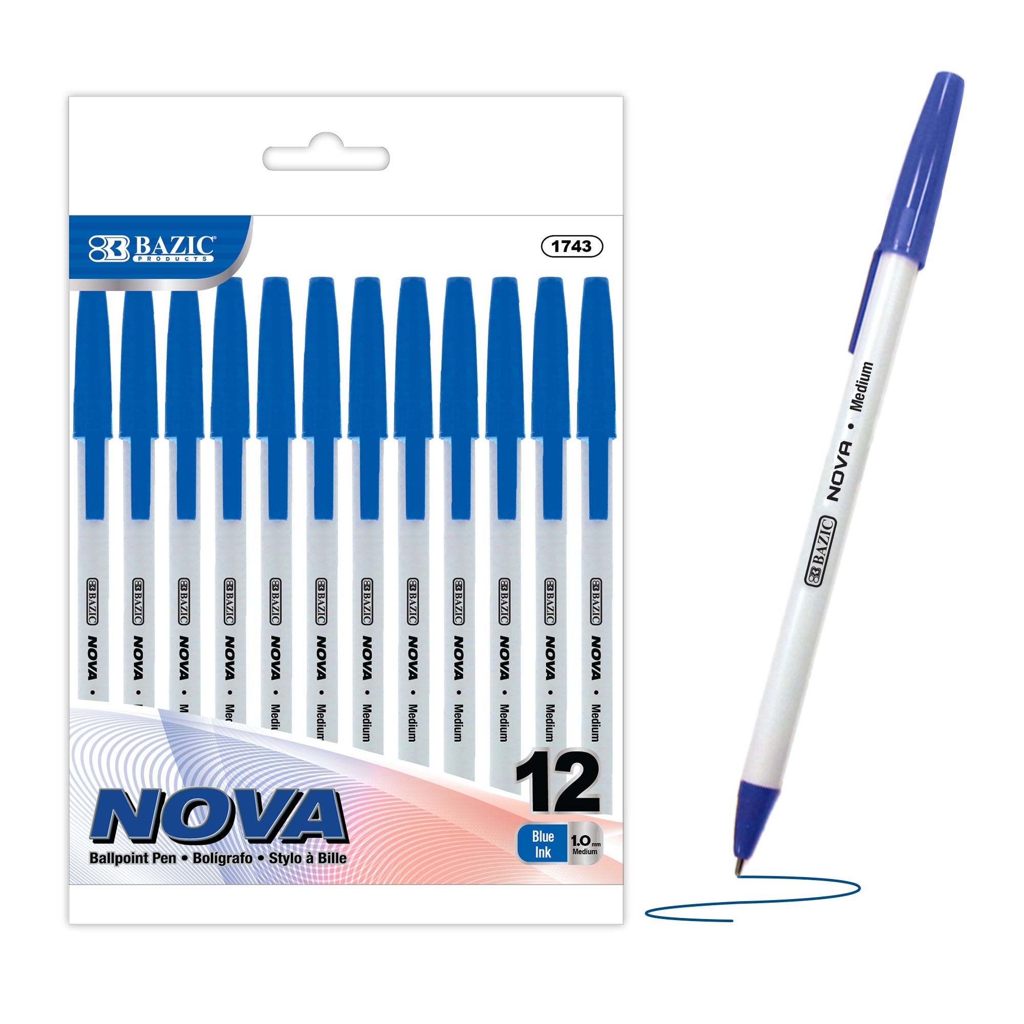 Nova Blue Color Stick Pen (12/Pack)