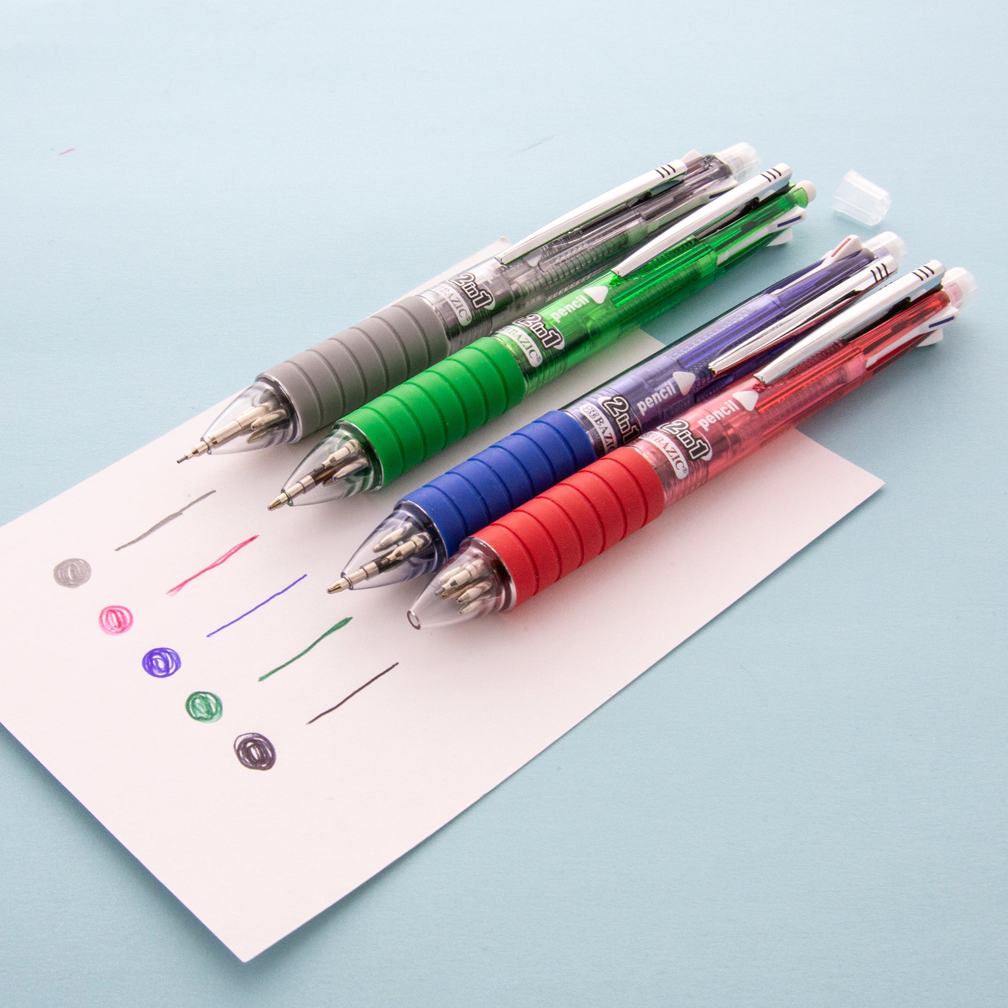 2-In-1 Mechanical Pencil & 4-Color Pen w/ Cushion Grip