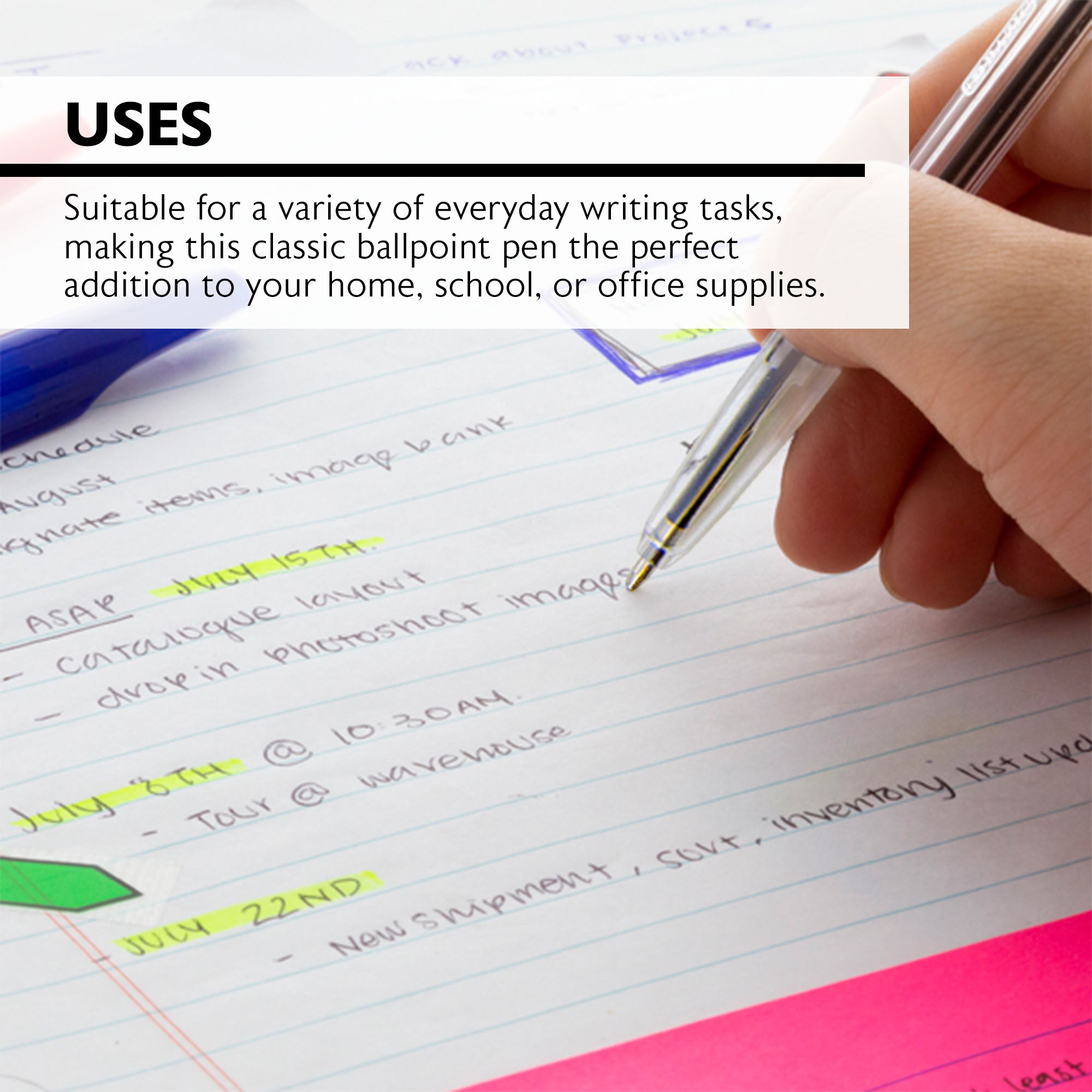 Pure Assorted Color Stick Pen (12/Pack)