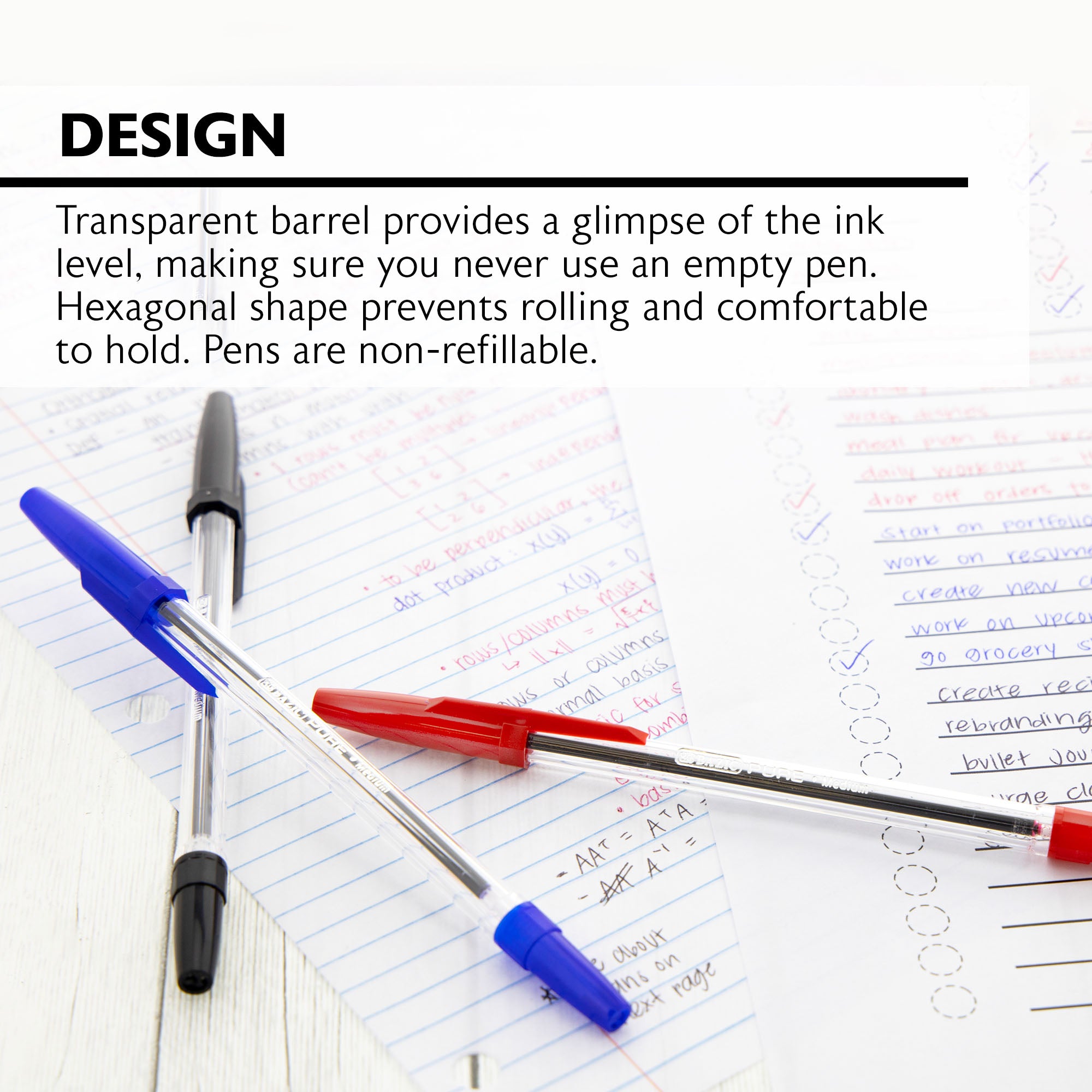 Pure Assorted Color Stick Pen (12/Pack)