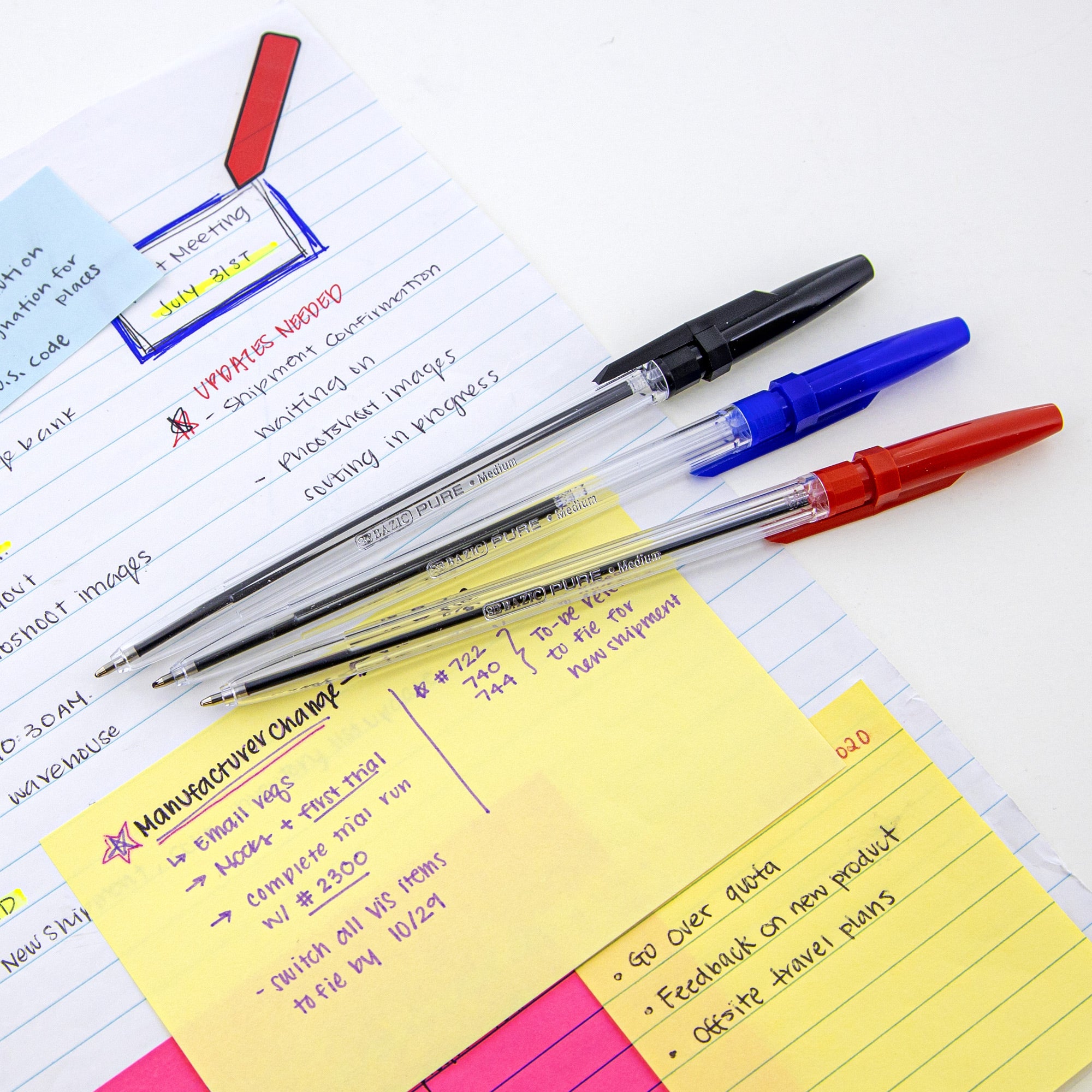 Pure Assorted Color Stick Pen (12/Pack)