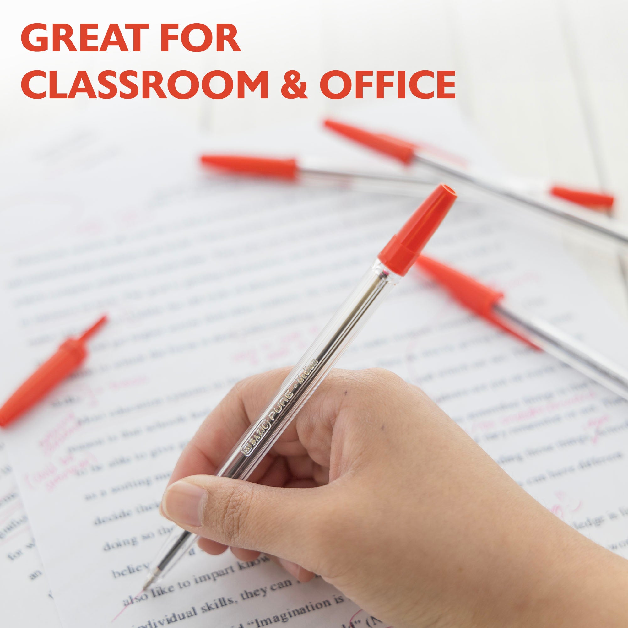 Pure Red Stick Pen (12/Pack)