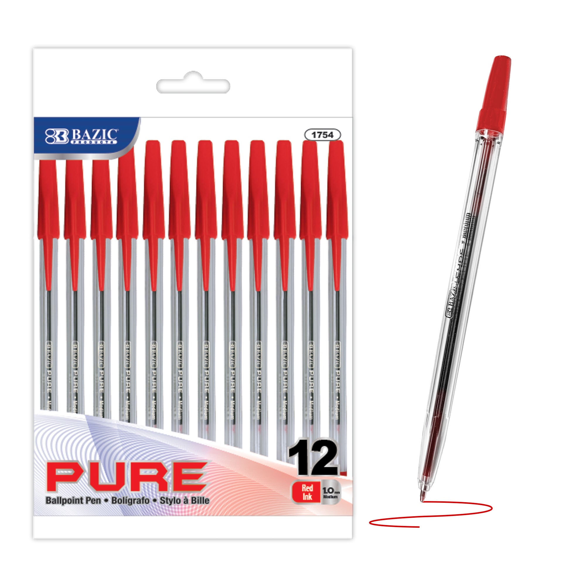 Pure Red Stick Pen (12/Pack)