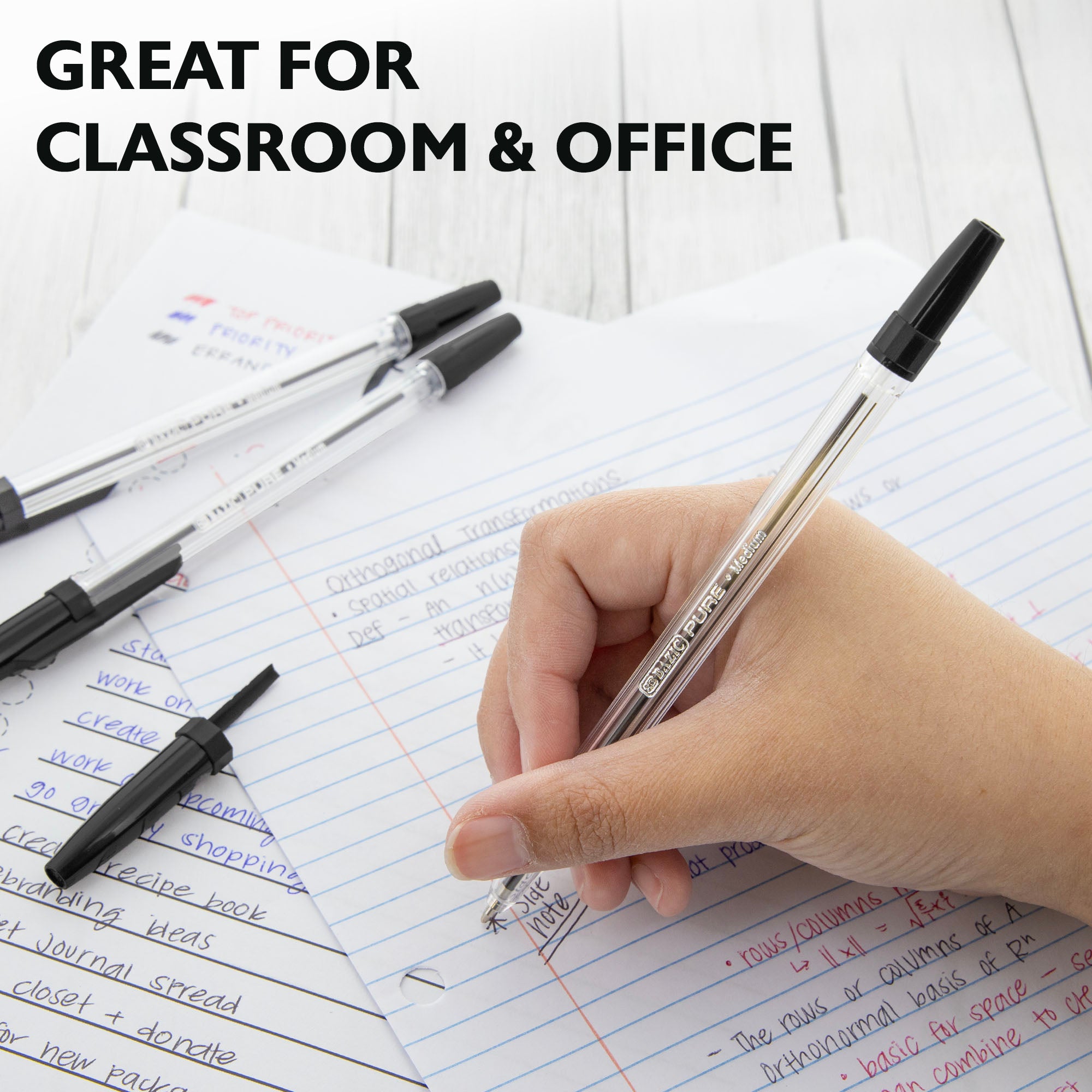 Pure Black Stick Pen (12/Pack)