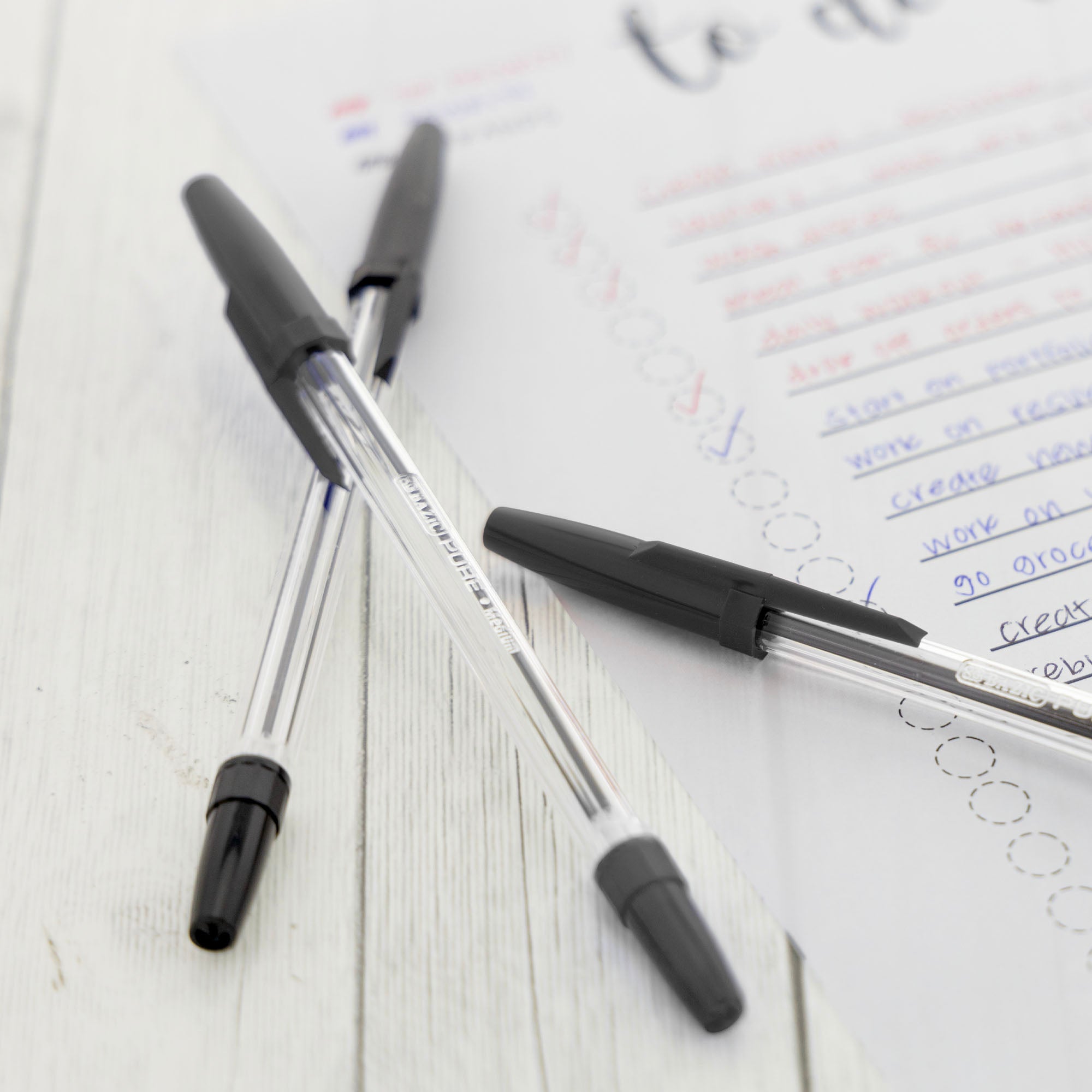 Pure Black Stick Pen (12/Pack)