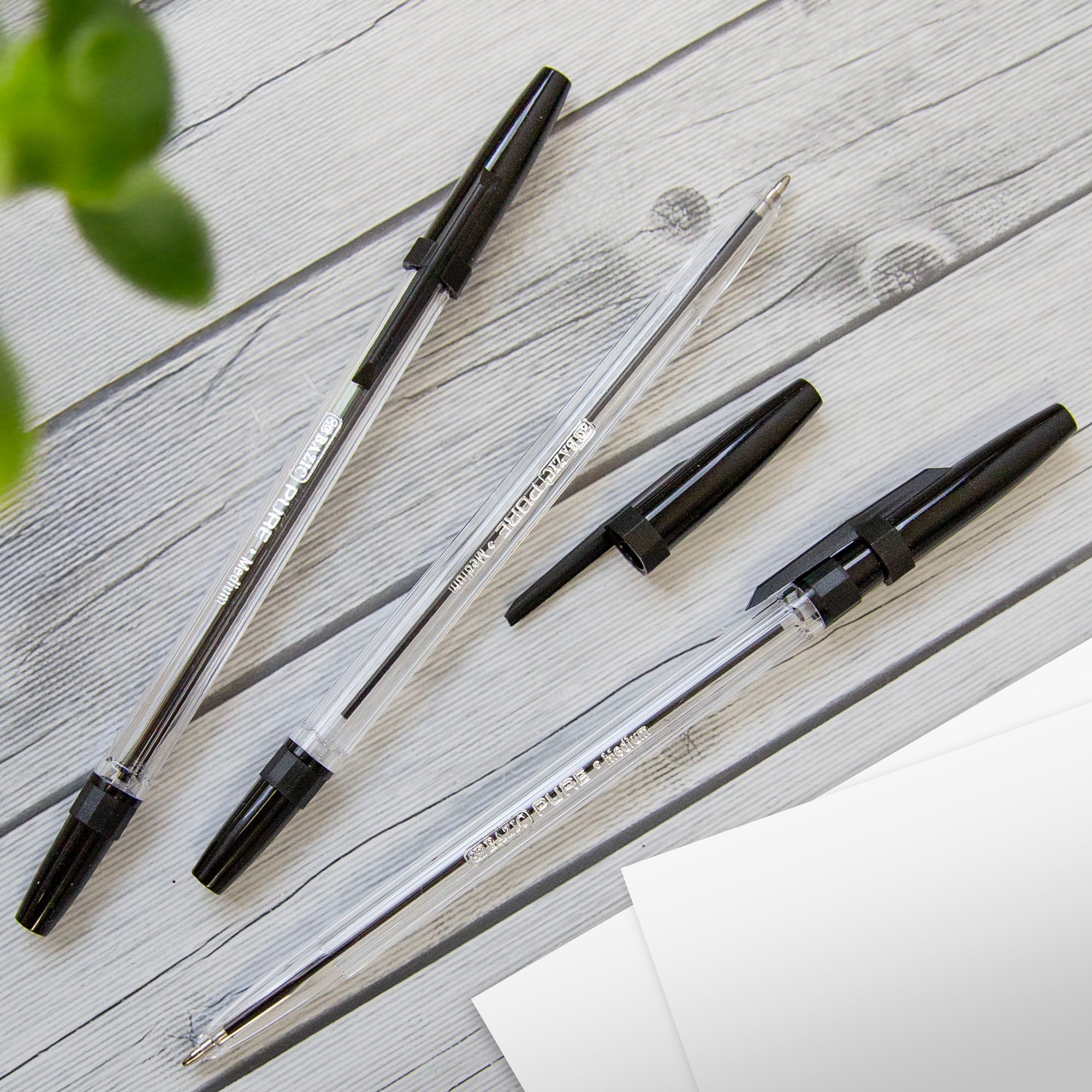 Pure Black Stick Pen (12/Pack)