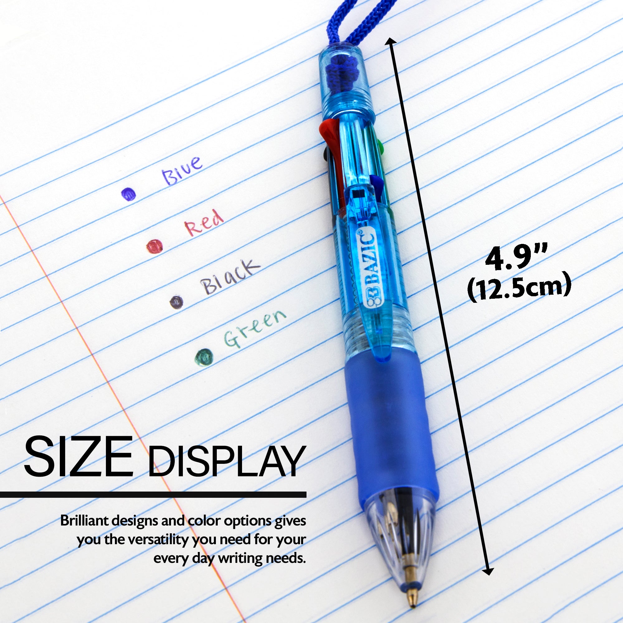 4-Color Neck Pen w/ Cushion Grip