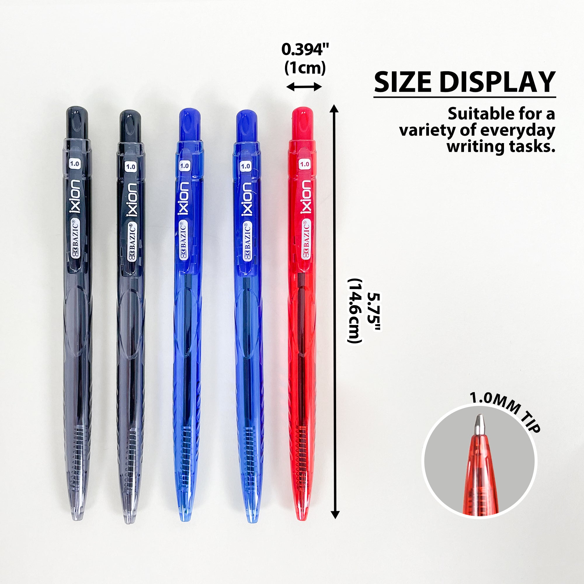 Ixion Assorted Color Retractable Pen (5/Pack)
