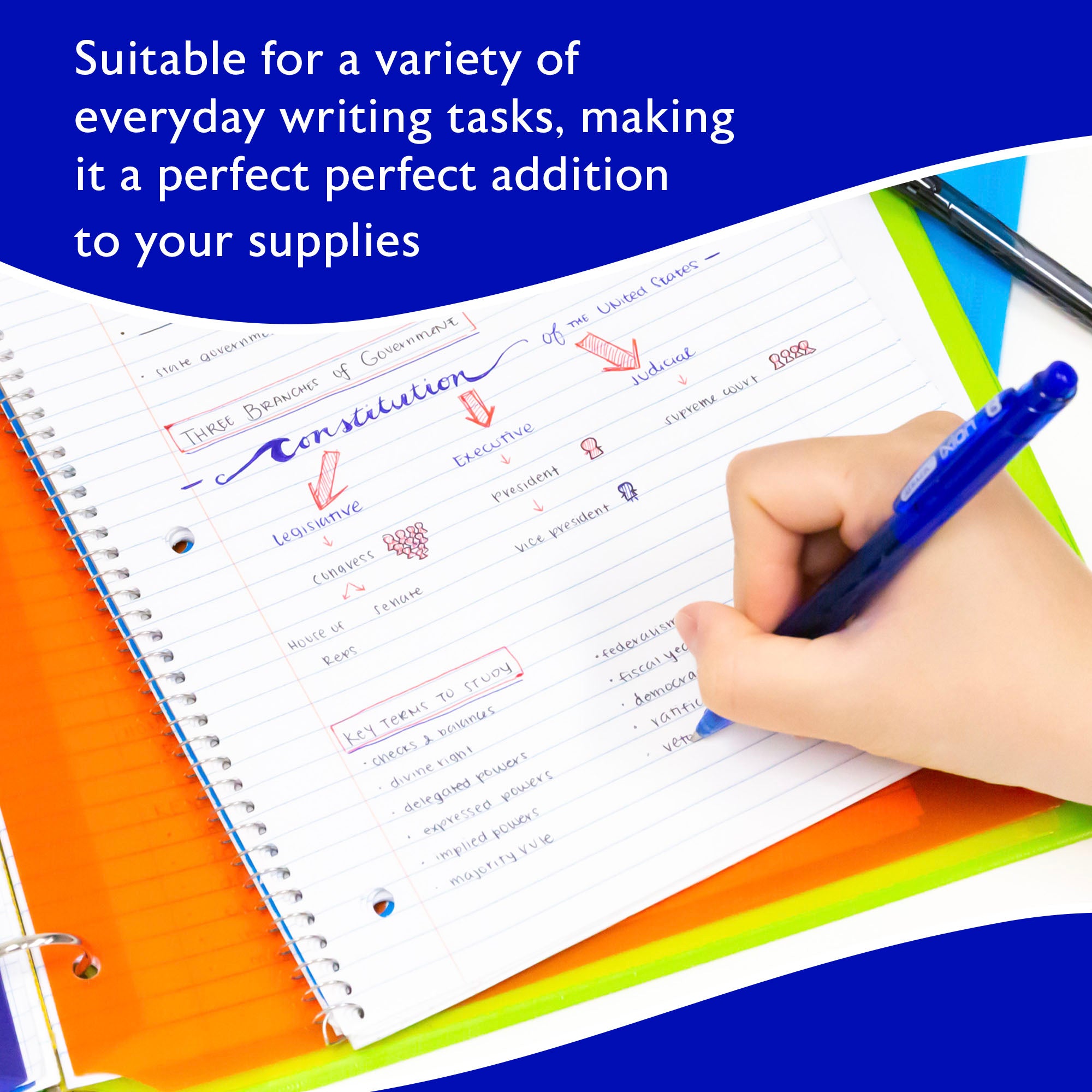 Ixion Assorted Color Retractable Pen (5/Pack)