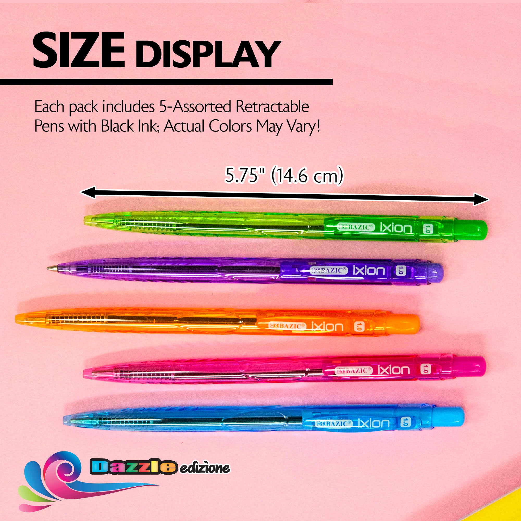 Ixion Dazzle Black Color Retractable Pen (5/Pack)