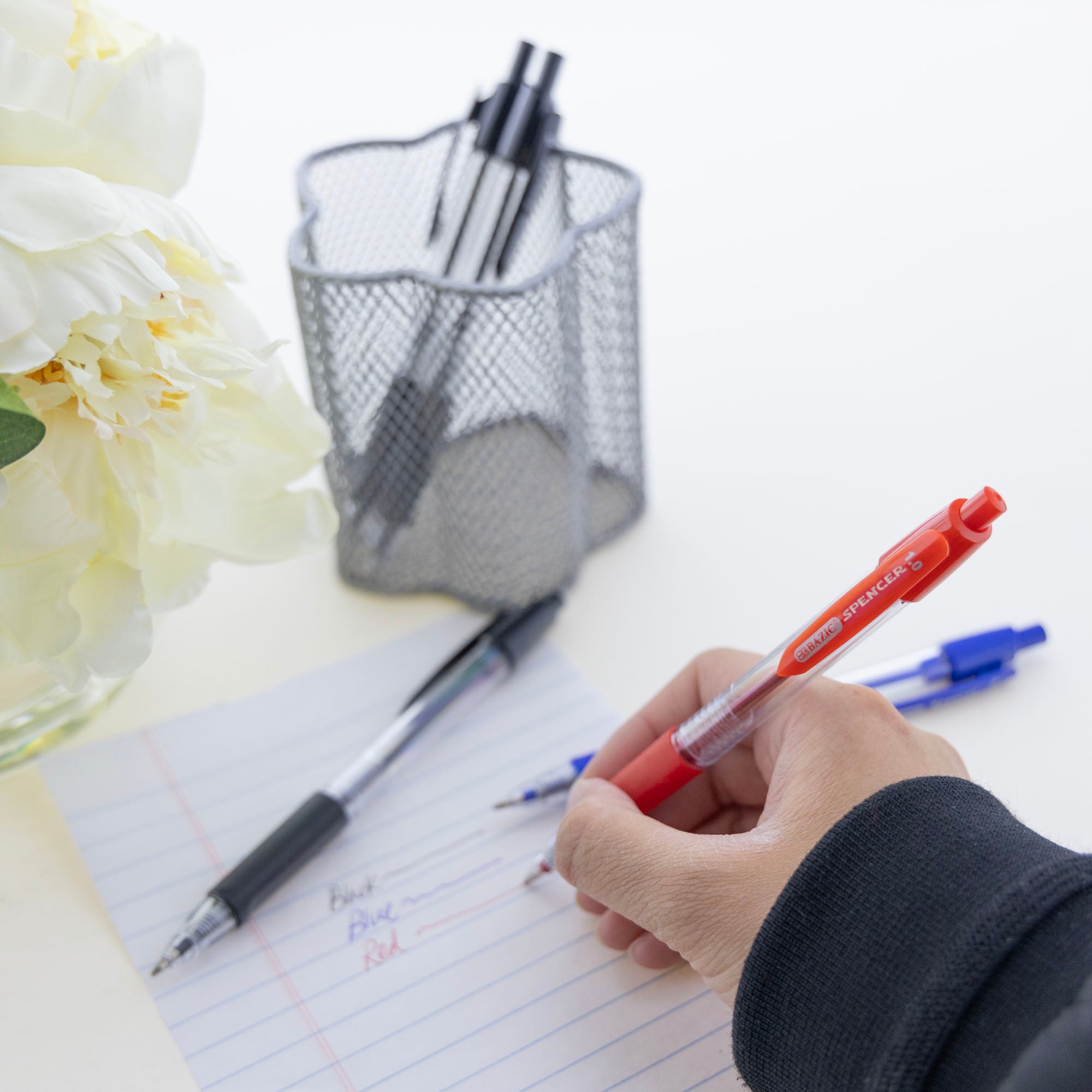 Spencer Asst. Color Retractable Pen w/ Cushion Grip (5/Pack)