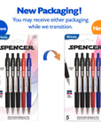 Spencer Assorted Color Retractable Pen w/ Cushion Grip (5/Pack)