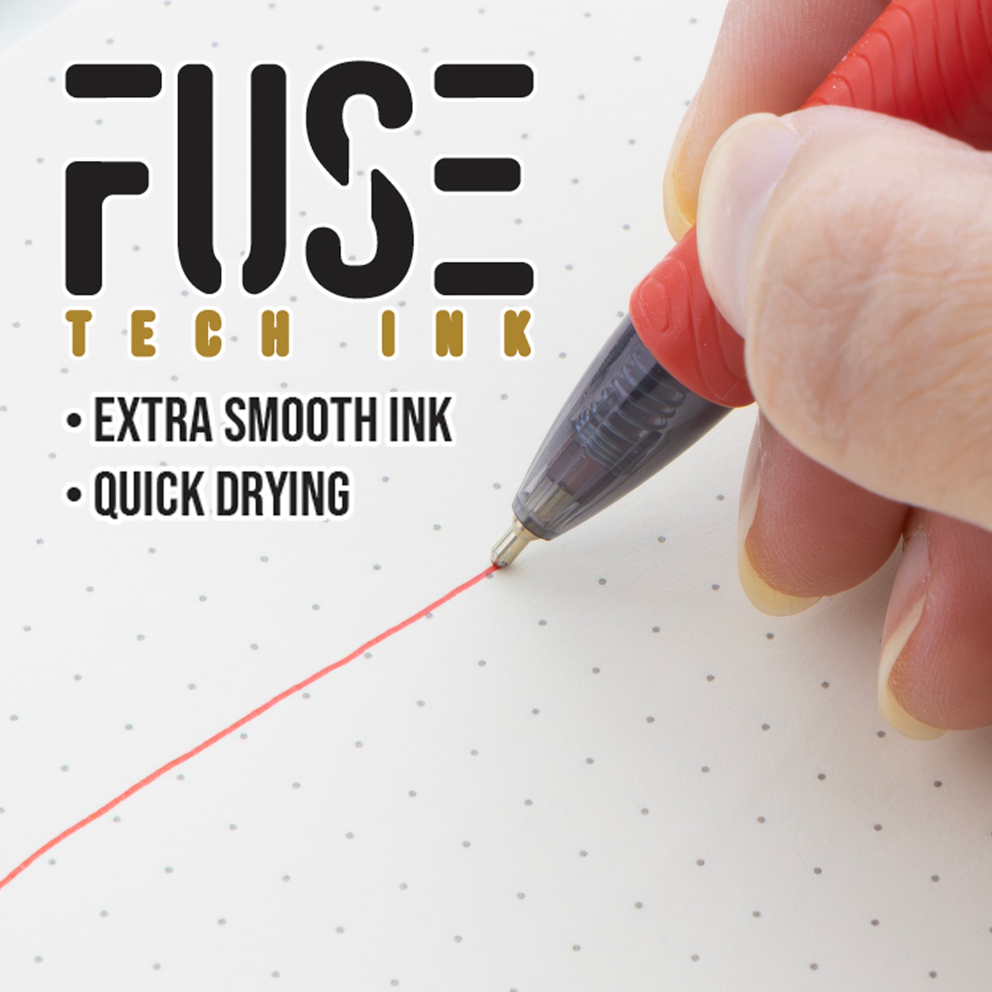 Optima Red FUSE Tech Ink Retractable Pen w/ Grip (3/Pack)