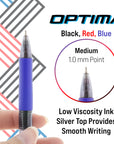 Optima Retractable Assorted Color FUSE Tech Ink (3/Pack)