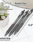 Optima Black FUSE Tech Ink Retractable Pen w/ Grip (3/Pack)