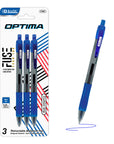 Optima Blue FUSE Tech Ink Retractable Pen w/ Grip (3/Pack)