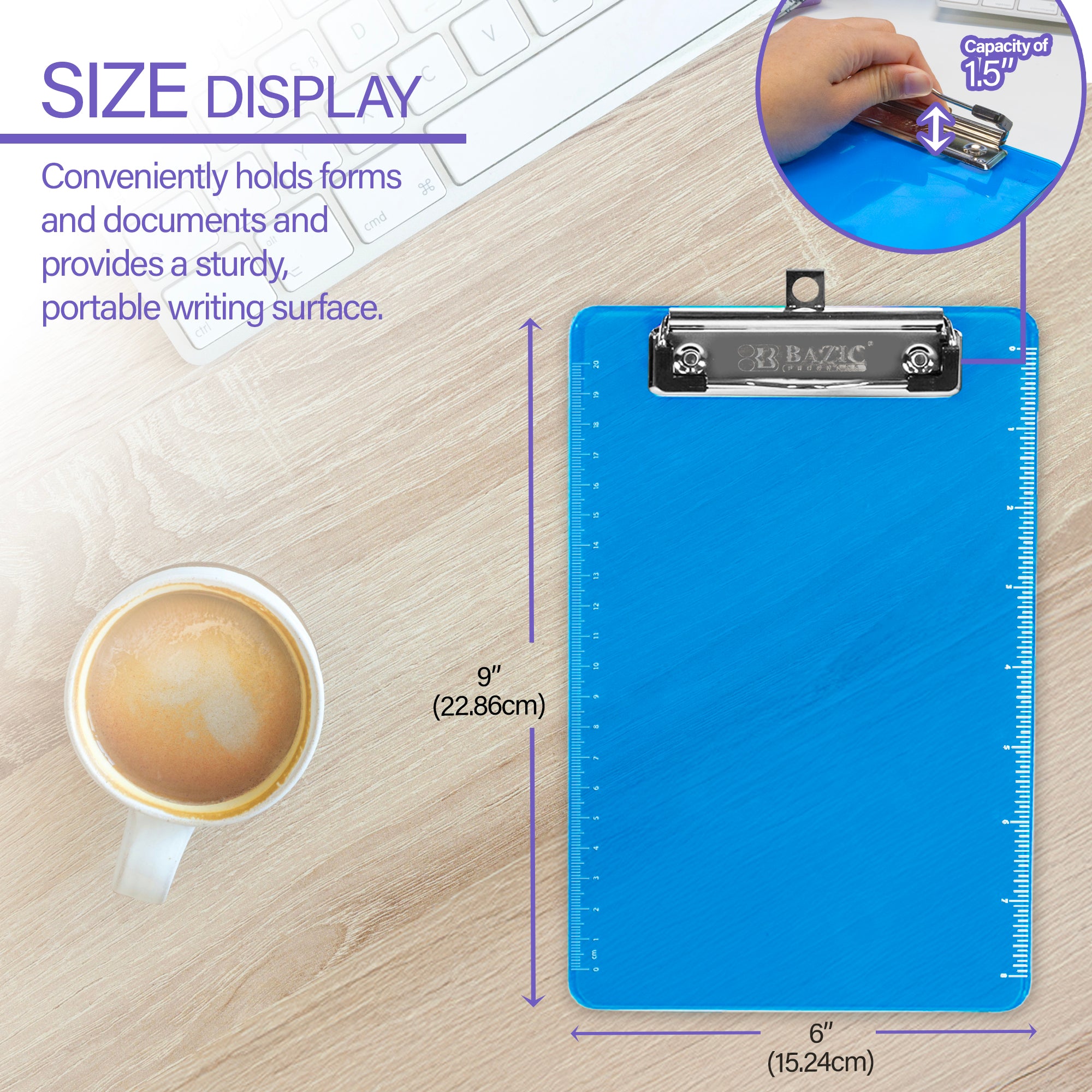 Memo Size Plastic Clipboard w/ Low Profile Clip