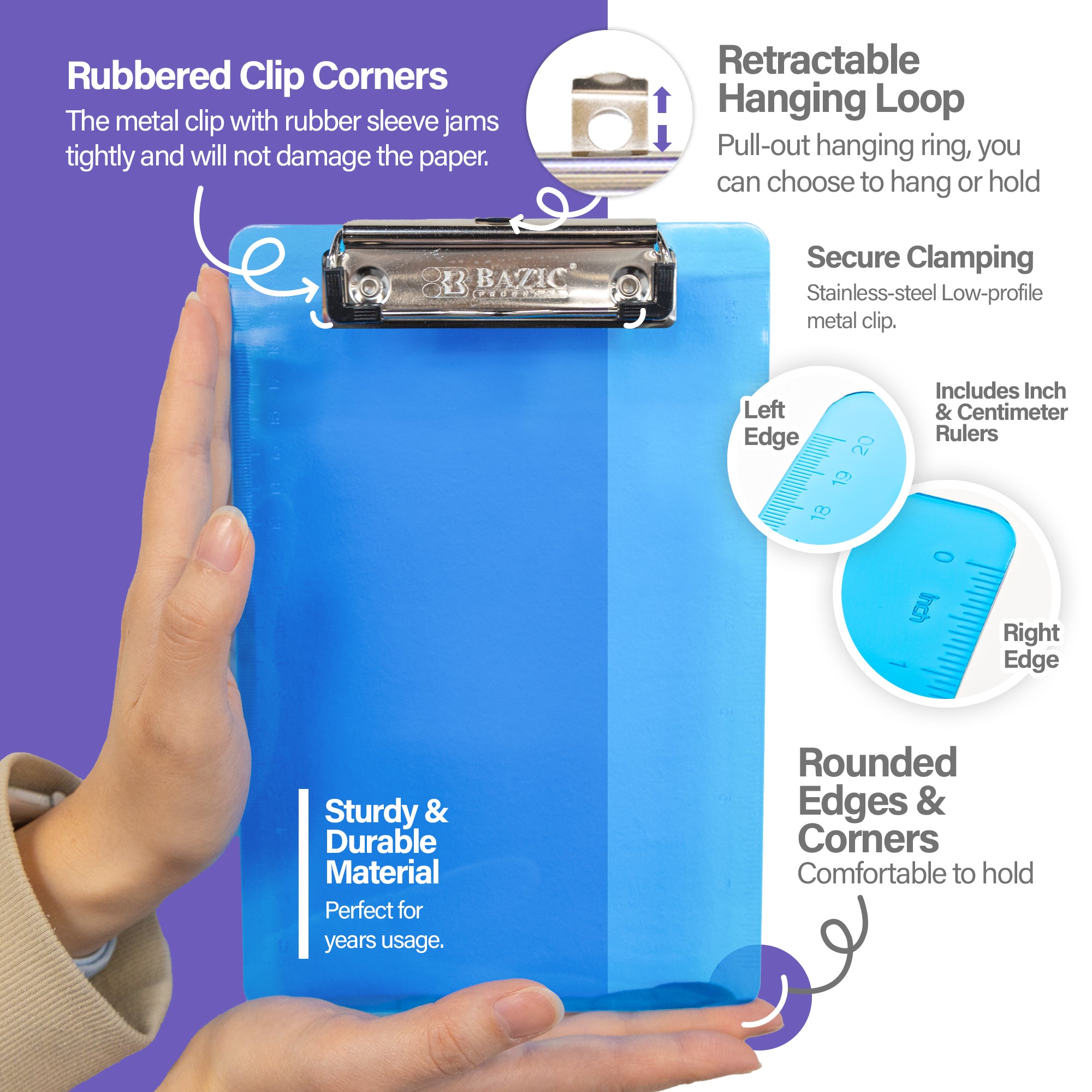 Memo Size Plastic Clipboard w/ Low Profile Clip