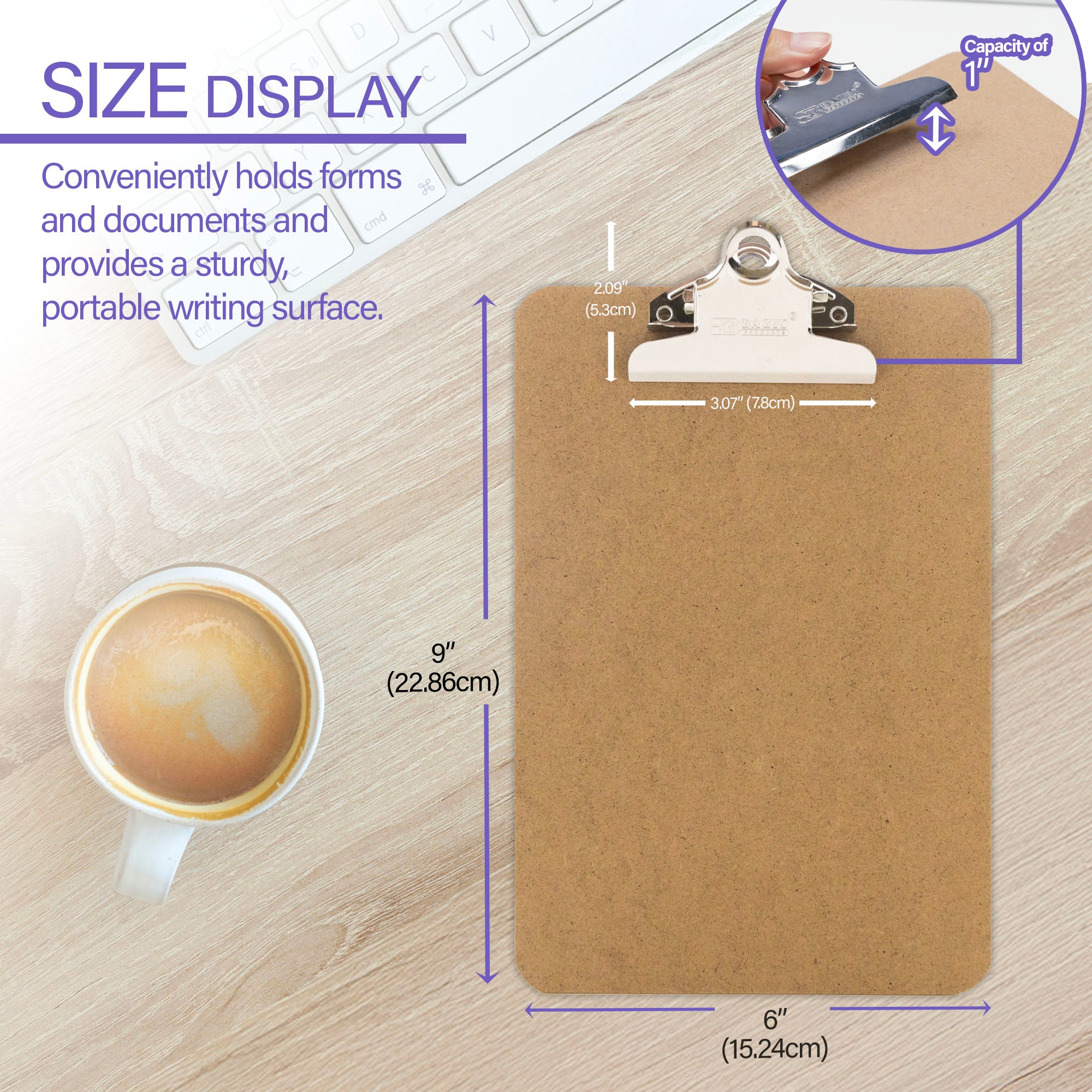 Memo Size Hardboard Clipboard w/ Sturdy Spring Clip