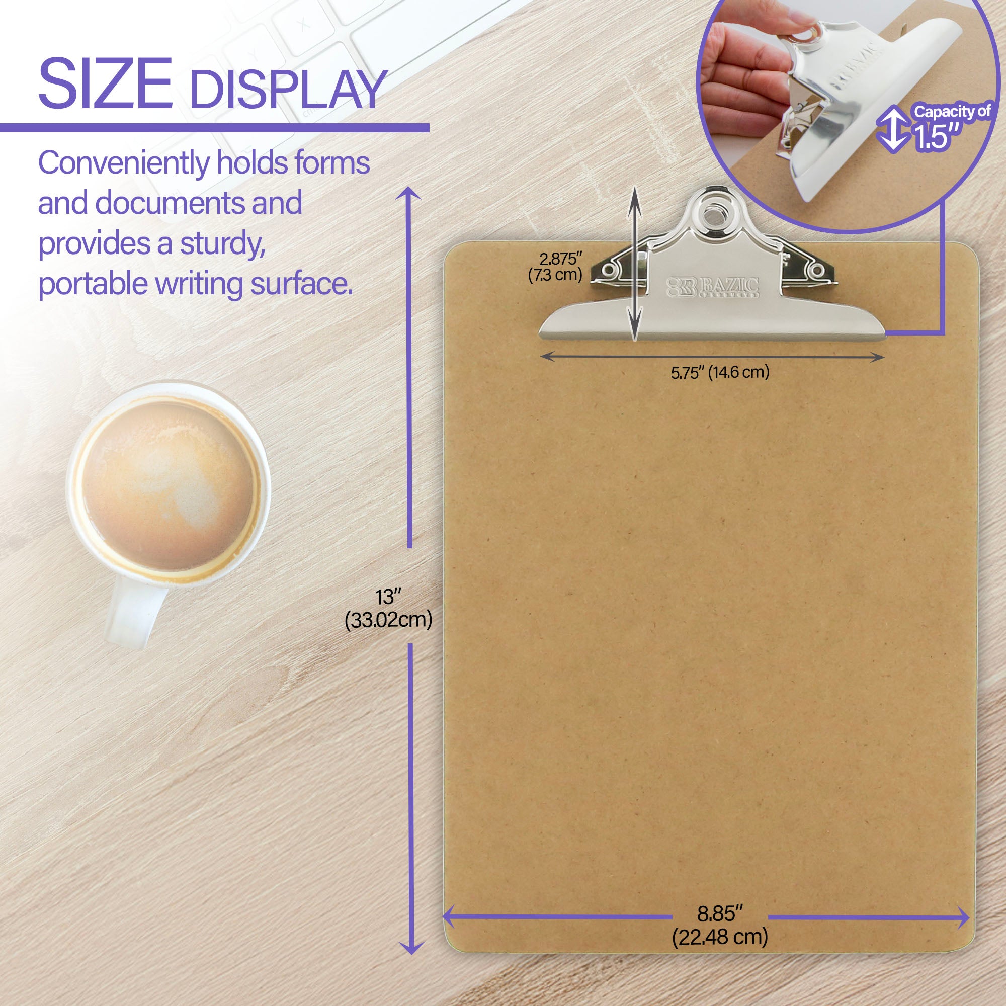 Standard Size Hardboard Clipboard w/ Sturdy Spring Clip