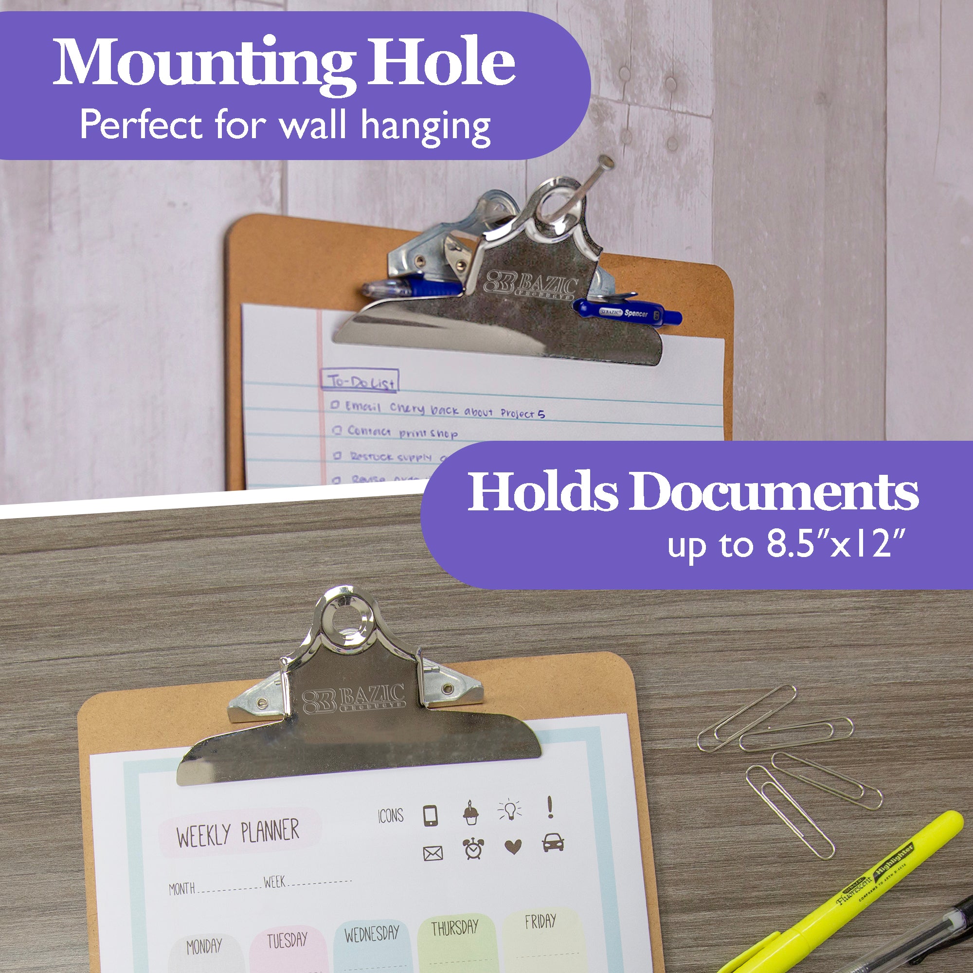 Legal Size Hardboard Clipboard w/ Sturdy Spring Clip