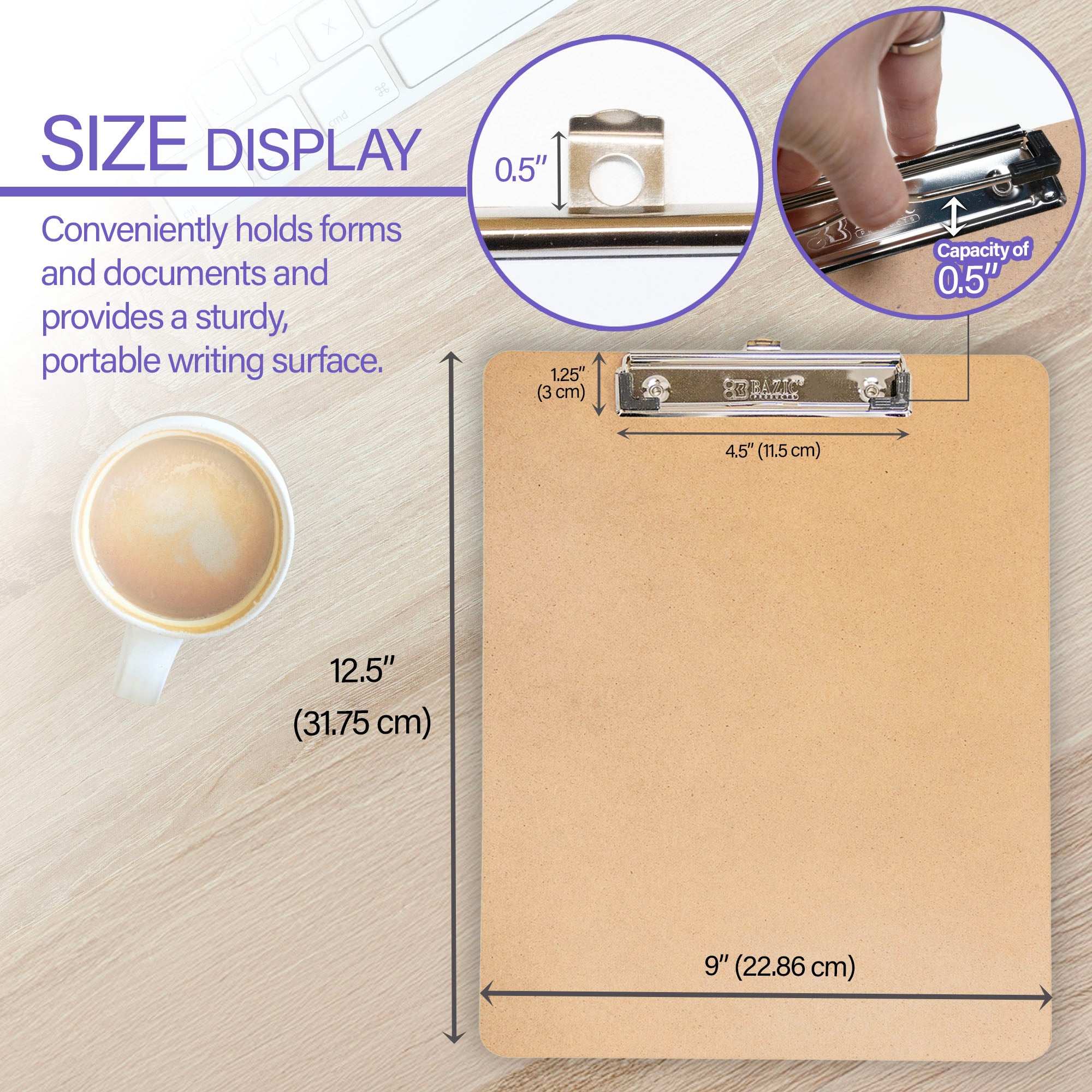Standard Size Hardboard Clipboard w/ Low Profile Clip