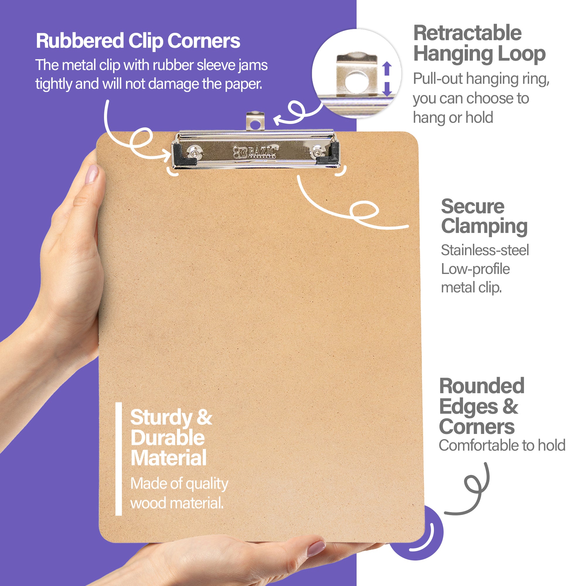 Standard Size Hardboard Clipboard w/ Low Profile Clip