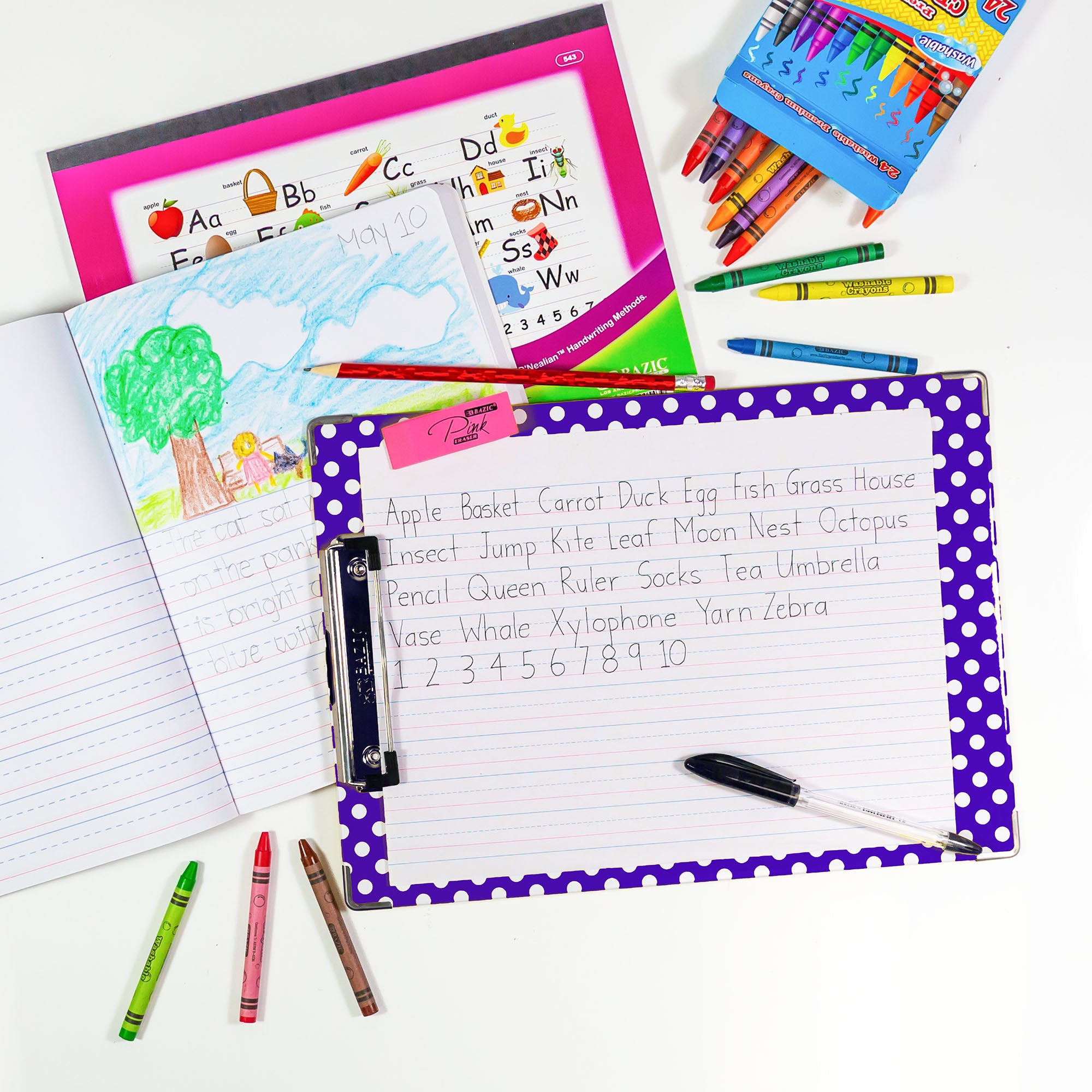 Standard Size Confetti Polka Dot Paperboard Clipboard w/ Low Profile Clip