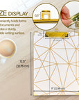Paperboard Clipboard Geometric Gold Low Profile Clip