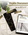 Standard Size Geometric Paperboard Clipboard w/ Gold Low Profile Clip