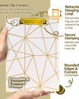 Standard Size Geometric Paperboard Clipboard w/ Gold Low Profile Clip