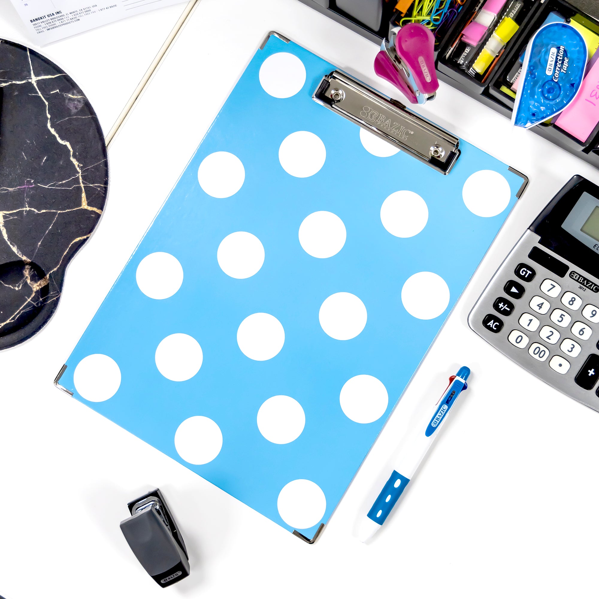 Standard Size Carnival Polka Dot Paperboard Clipboard w/ Low Profile Clip