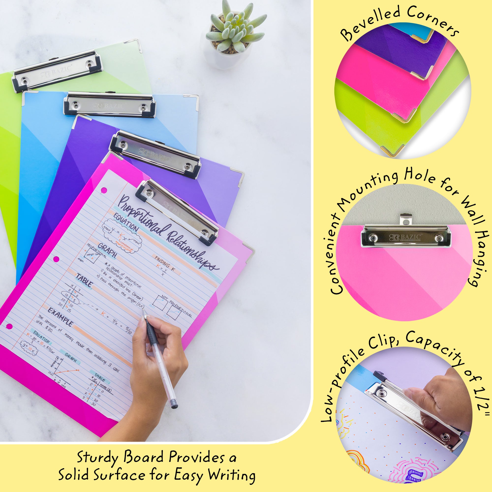 Standard Size Monochromos Paperboard Clipboard w/ Low Profile Clip