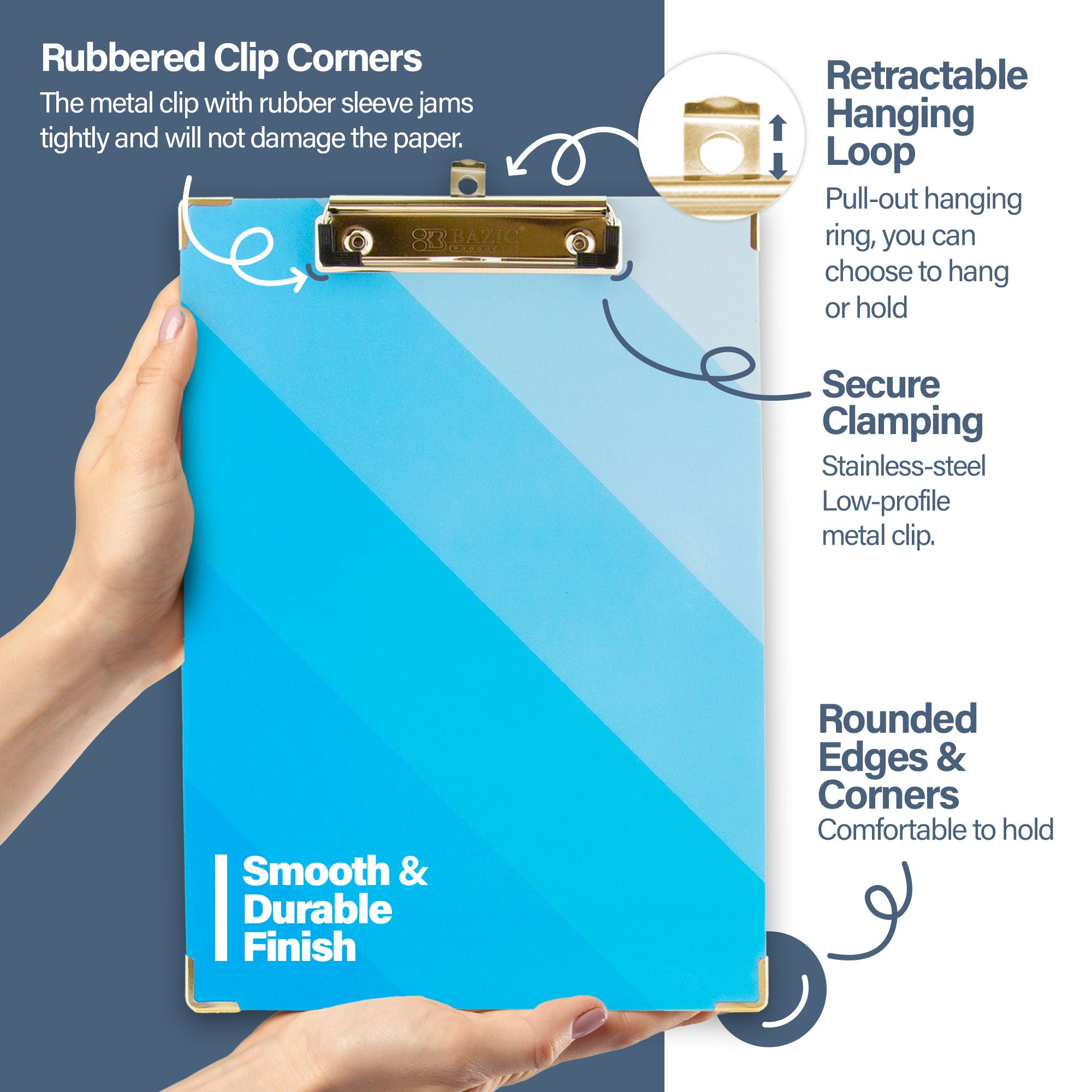 Standard Size Monochromos Paperboard Clipboard w/ Low Profile Clip