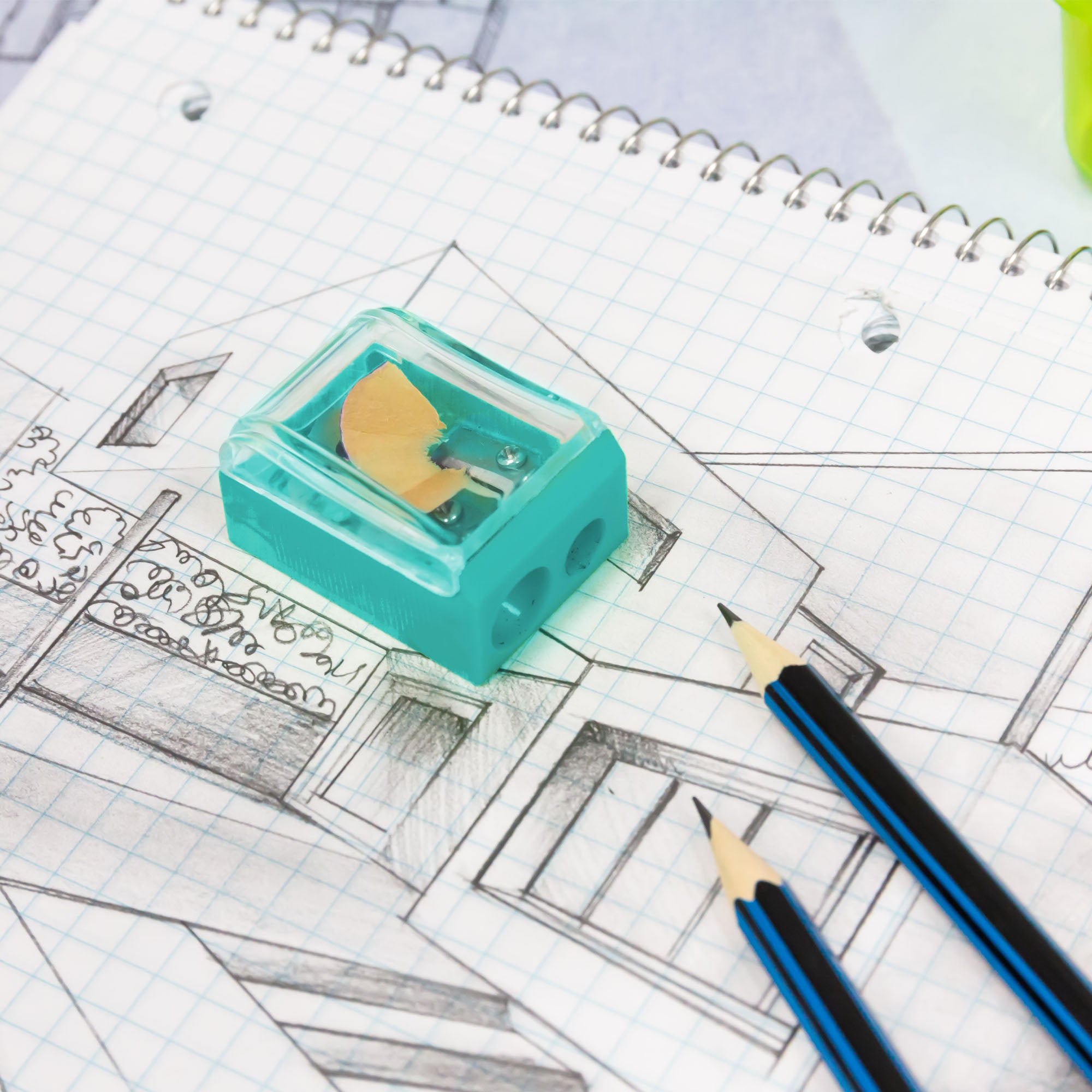 Nora Dual Hole Square Sharpener w/ Receptacle (4/Pack)