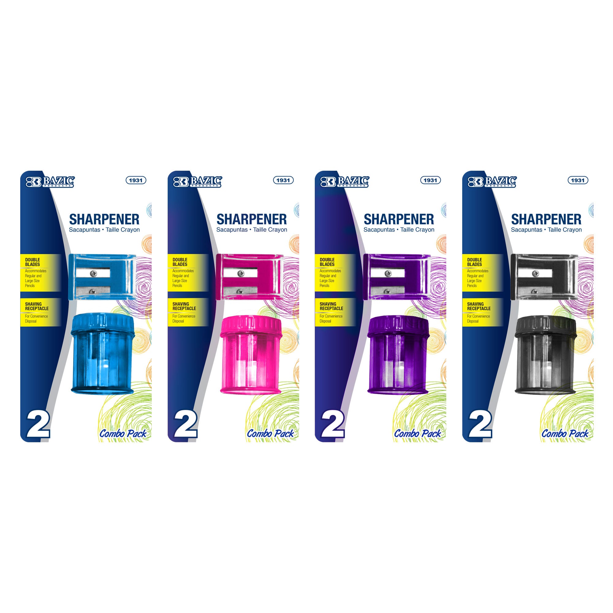 Dual Hole Square Receptacle Sharpener + Round Receptacle Sharpener