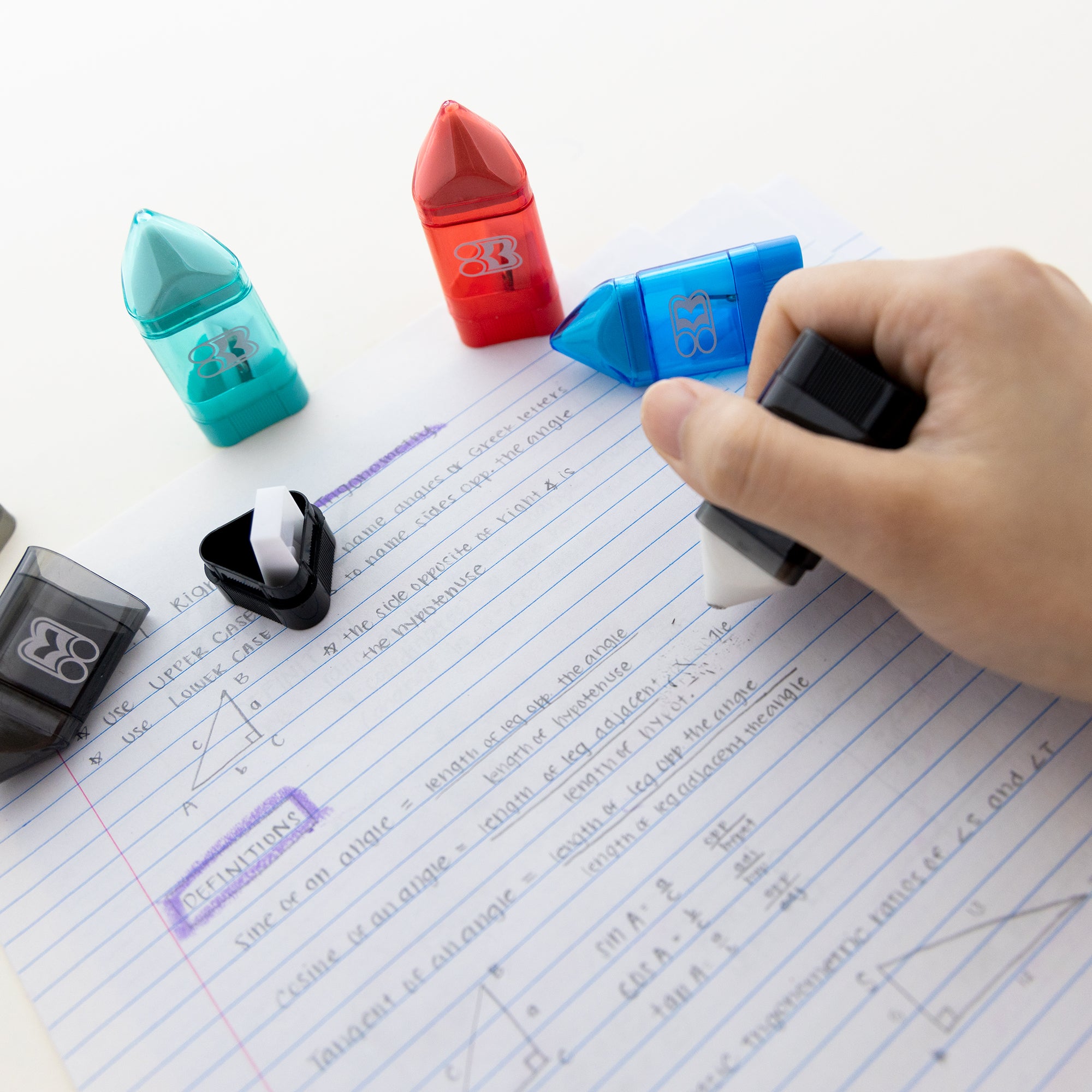 Rex Sharpener w/ Receptacle + Eraser (2/Pack)